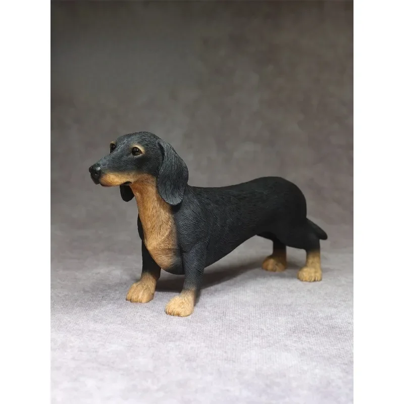 1/6 Scale Standing Posture Dachshund Simulated Resin Dog Animal Model for 12-inch Soldier Toy Figures Collection Accessories