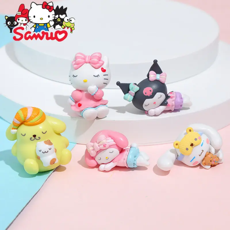 Cartoon MINISO Melody Kuromi Hello Kitty Cinnamoroll Sleep Doll Cream Phone Case Diy Material Jewelry Resin Pendulum Accessories