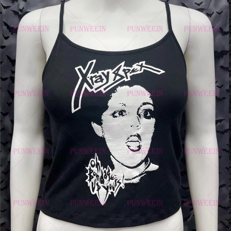

punk letter graphics Print Crop Top Women Sleeveless club Vintage Streetwear 90s Y2K style Casual Tank Tops emo girls Clothing