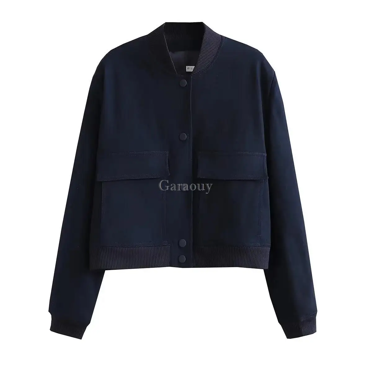 Garaouy 2023 Spring Basic Women Large Pocket Pilot Jacket Female Loose Single Breasted Coats Simple Leisure Tops Outwear Mujer