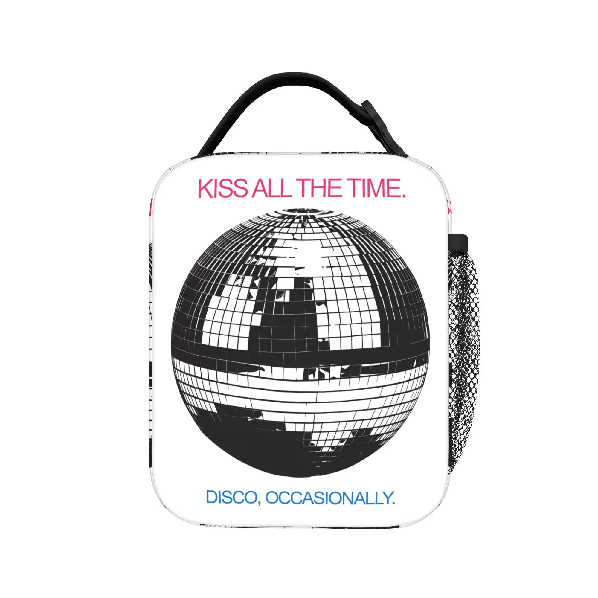 Сумка для обеда с принтом альбома Kiss All The Time, офисный ланч-бокс для девочек, сумка-тоут с забавным принтом, сумка для еды из оксфорда, портативная сумка-холодильник.