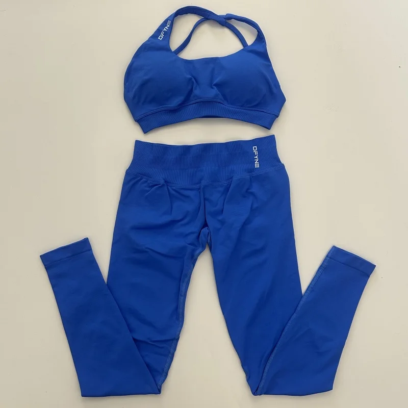 Seamless Gym Set Women Yoga Clothing Sportswear Dfyne Impact Leggings and Sports Bra 2 Piece Sets Workout Outfit Activewear