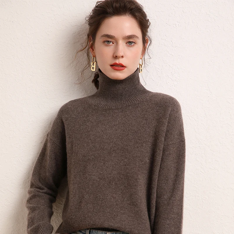 Women New Cashmere Sweater Turtleneck Knit Large Size Pullover 24 Autumn Winter Cashmere Long-Sleeve Top Wild Shirt