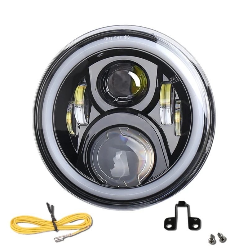 

Manufacturer spot wholesale motorcycle LED 7 inch angel eye round headlight rear shell non-destructive modification