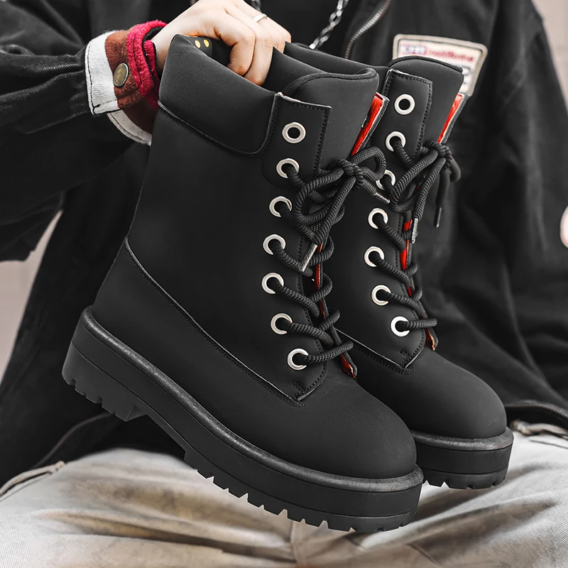 Thick Sole Keeping Warm High Top Sneakers 2026 Autumn Men's Casual Shoes  Fashion Comfortable Outdoor Anti Slip Male Ankle Boots