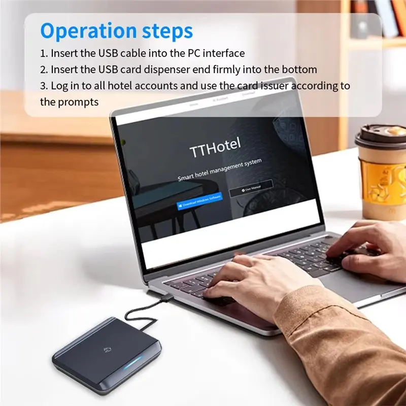 PHILE-TTLOCK Card Encoder Smart Card Sensor 13.56M M1 IC Card Reader RFID Chip Scanner For Tthotel System Hotel