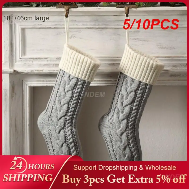 

5/10PCS Knitted Christmas Stockings Reusable Exquisite Christmas Candy Stockings Mini Christmas Stockings High Capacity Safety