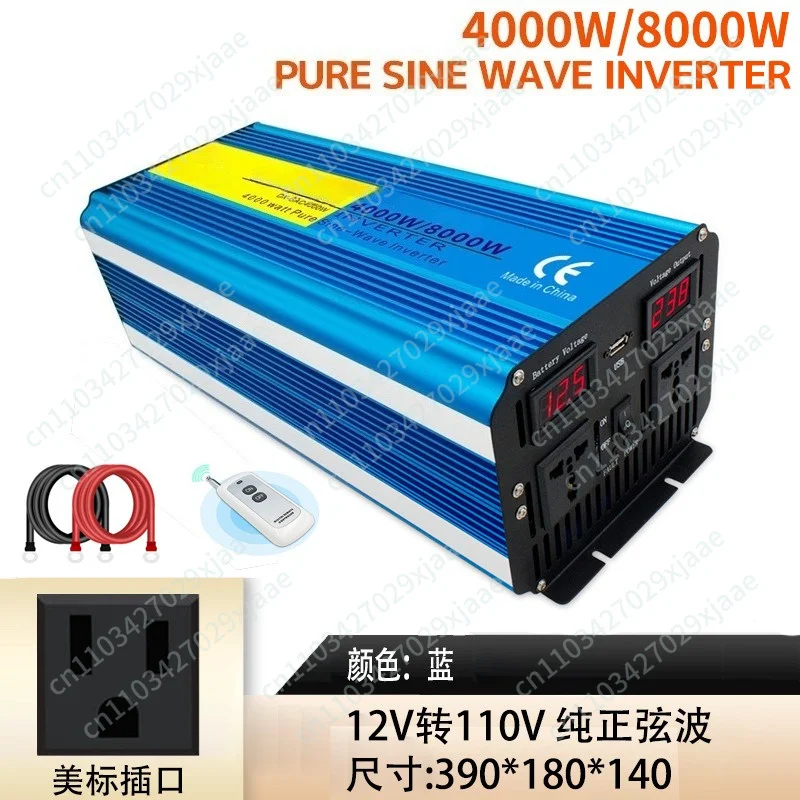4000/8000W Pure Sine Wave Dual Digital Display Inverter 12V24V to 110V220V Power Converter