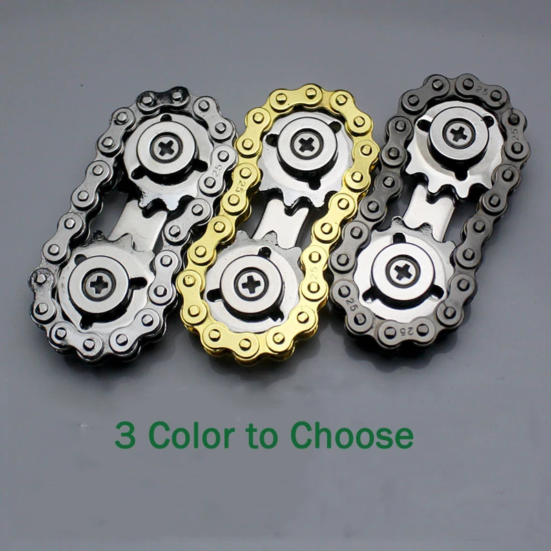 Metal Chain Spinner Fidgets Metal Flywheel Fingertip Gyro Toys Anti Stress DIY Replace Bicycle Chain Spiner Fidget Toys Kids