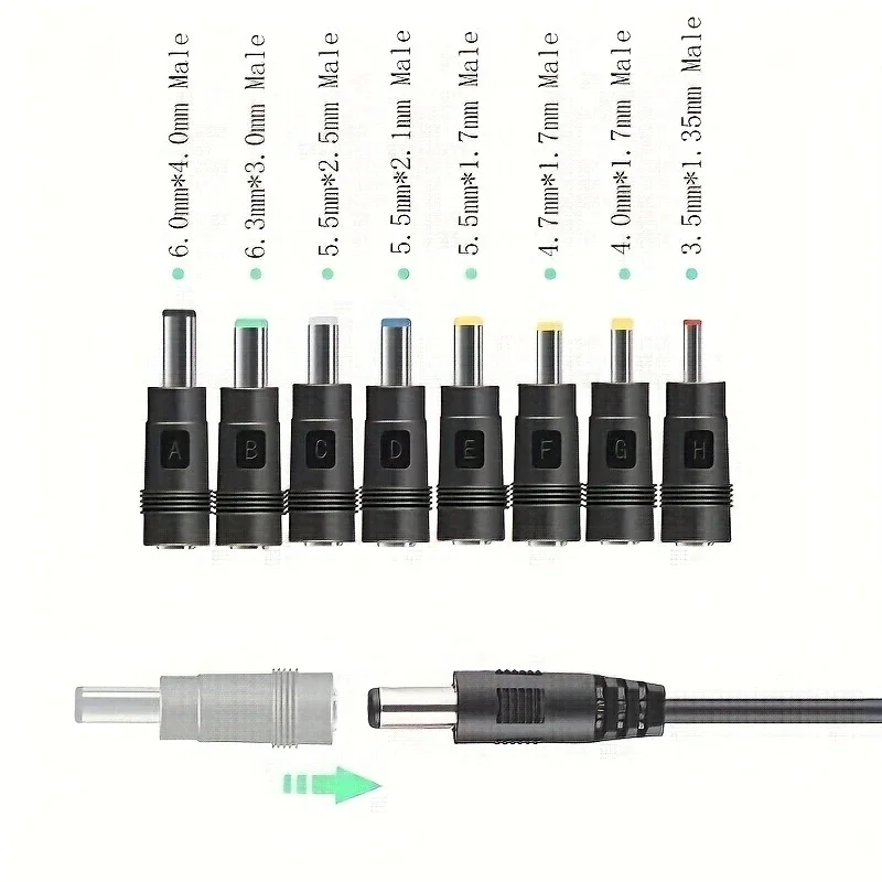 8pcs Account current Egyenáram 5.5X 2.1 mmes Anyaállat jacket dugasz Adapter csatlakozók kelt 6.3 6.0 5.5 4.8 4.0 3.5mm 2.5 2.1 1.7 1.35mm Apaállat áram Adapter