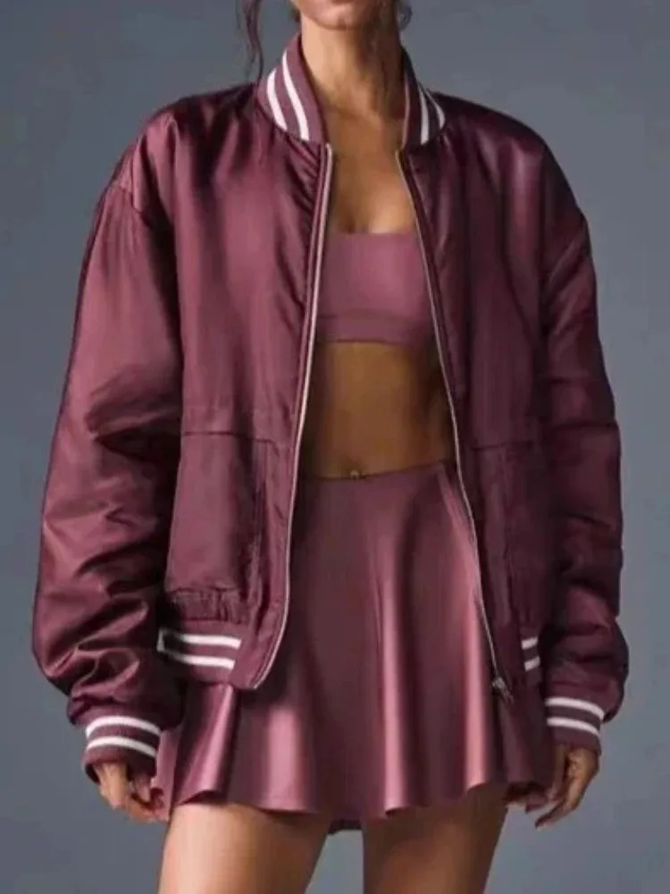 

Cotton Loose Classic Padded Thick Short Coat Zipper Baseball Jacket Women Autumn Baseball Collar Black Women's Jacket Streetwear