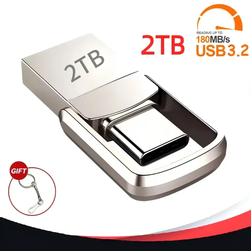 2TB Metalen Pendrive 2 IN 1 OTG 1TB 512GB USB Flash Drives USB 3.0 Pen Drive Memory Stick Type C Voor Mobiele Telefoon PC Nieuwe 2025