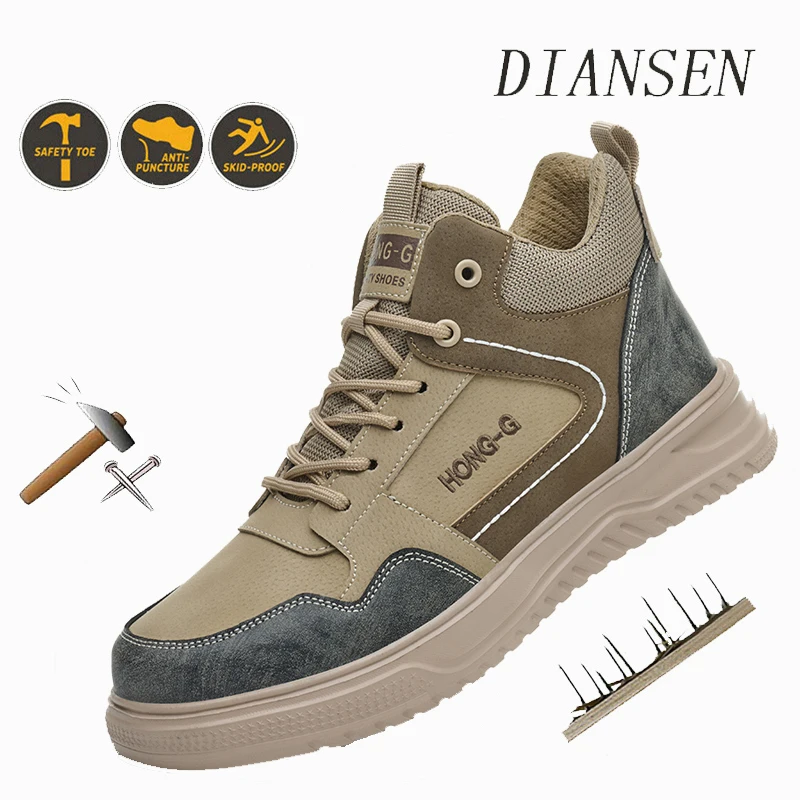 

Защитные ботинки, рабочая обувь со стальным носком, мужские нескользящие водонепроницаемые ботинки, противоударная обувь с защитой от проколов для склада и логистики