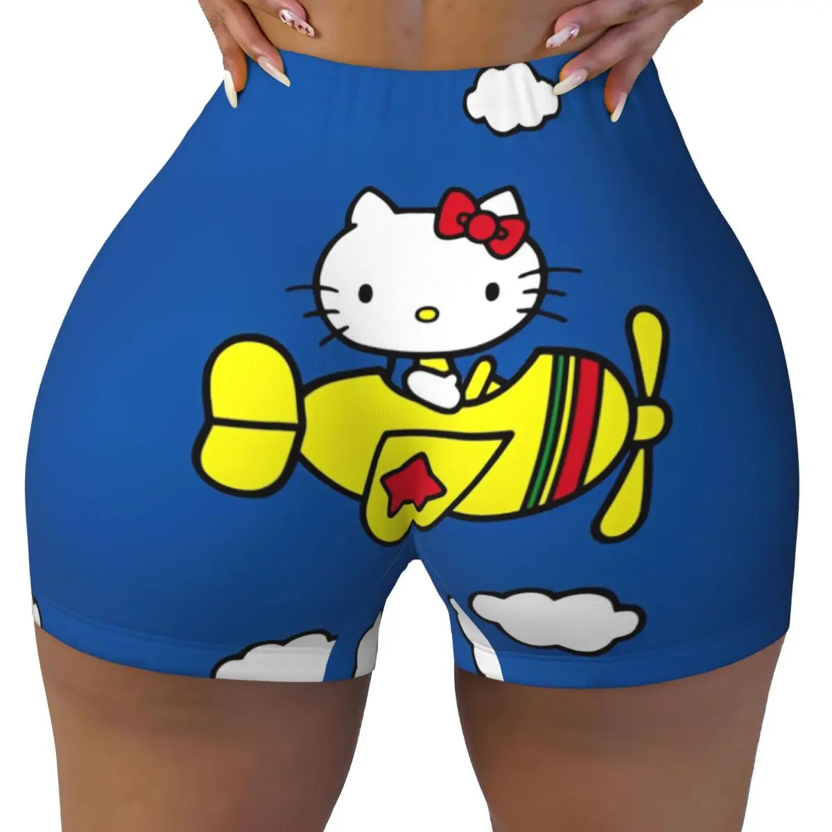 Hello Kitty Flighting High Waist Yoga Tight Shorts Woman Scrunch Fitness Workout Gym Sports Leggings