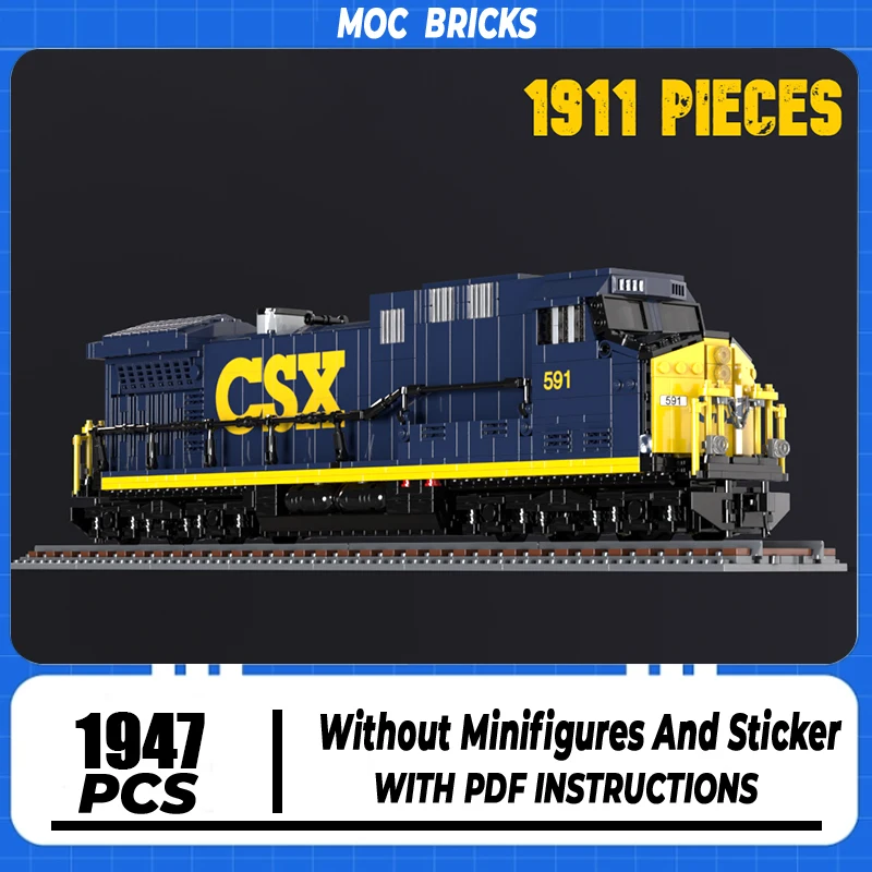 

Moc Building Bricks CSX 591 GE AC4400CW locomotive Model Technology Modular Train Model Block Christmas DIY Toy Holiday Gifts