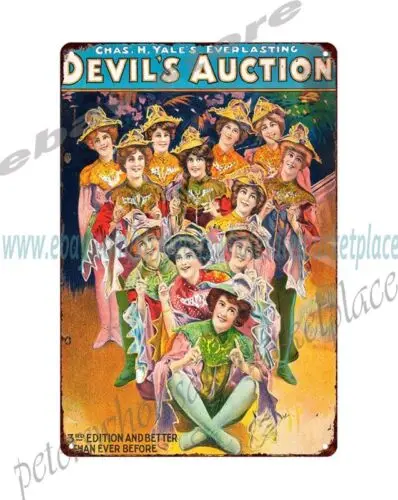 DEVIL'S AUCTION THEATER WINDOW SIGN metal tin sign home decorators catalog