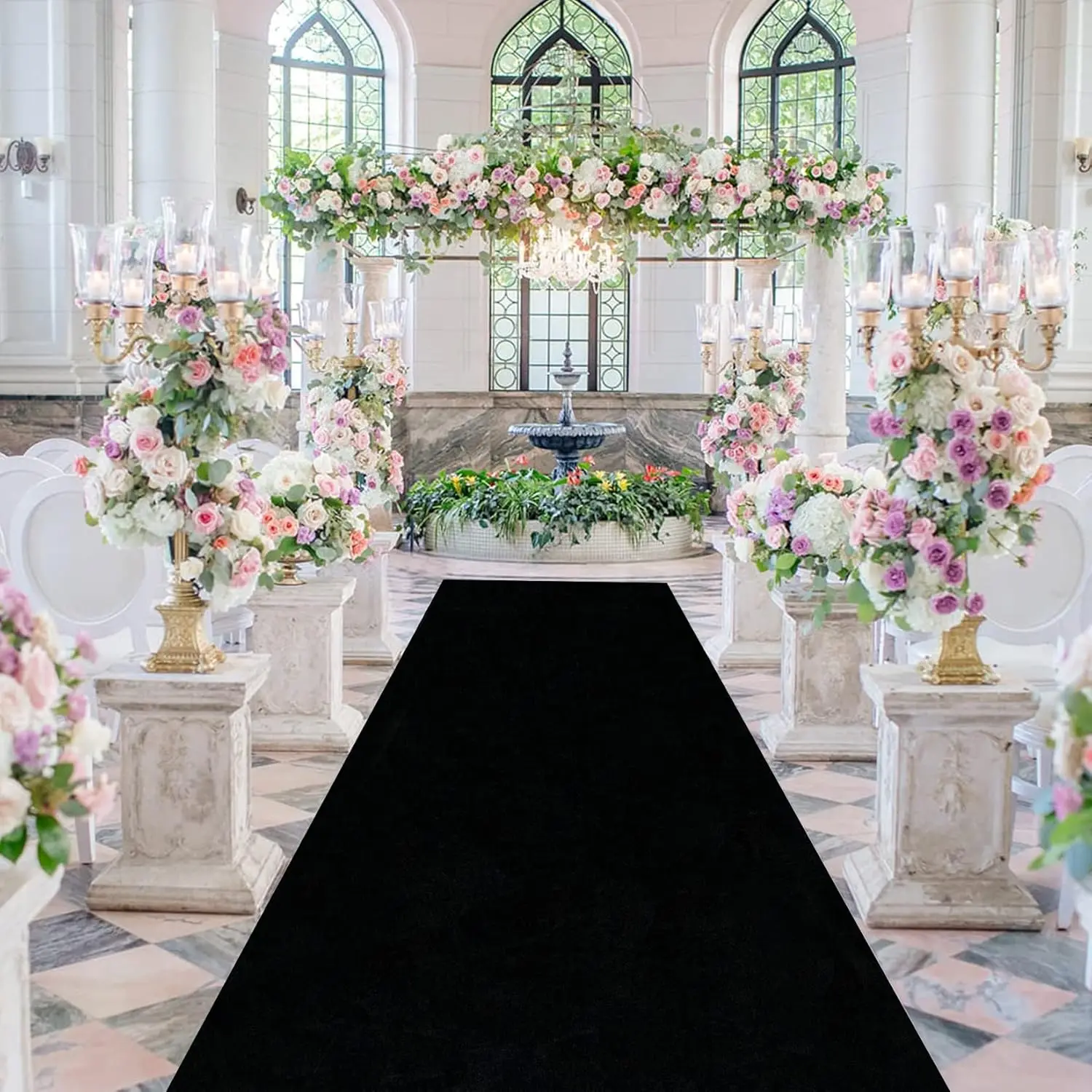 Anti Slip Black Aisle Carpet, Banquet Party Decoration, Wedding Ceremony, Church Worship Black Carpet