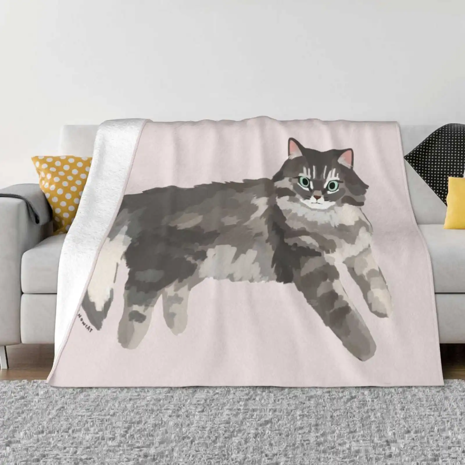 Norwegian Forest Cat Super Warm Soft Blankets Throw On Sofa/Bed/Travel Norwegianforest Illust Snowcat Eundong