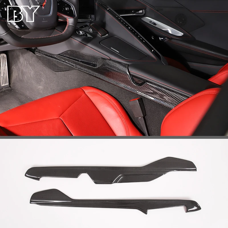 For 2020-2023 Chevrolet Corvette C8 ABS/Real Carbon Fiber Car Central Control Side Decorative Panel Car Interior Accessory 2Pcs