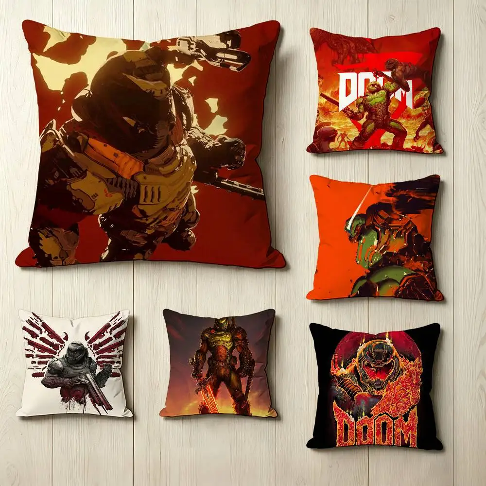 

D-DOOM Game D-Doomguy Pillow Case Square Double-Sided Sofa Cushion Cover Bedroom Bedside Pillow