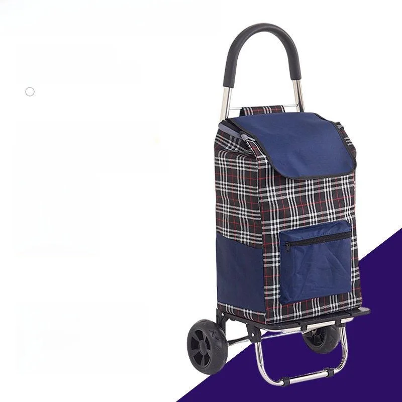 

Stainless Steel Portable Shopping Cart Large Size Wheelless Hand Pulling Vegetable Buying Car Household Convenient Trolley