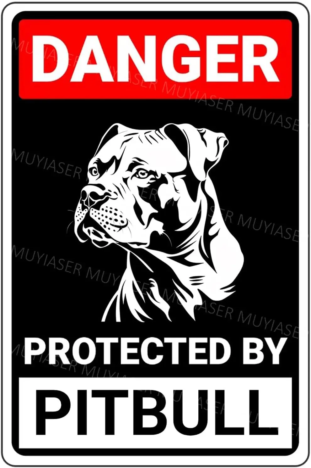 Danger Protected By Pitbull Beware Of Dog Sign Aluminum Metal Tin Signs Door Sign Warning Sign For Fence Gate Yard Home Wall