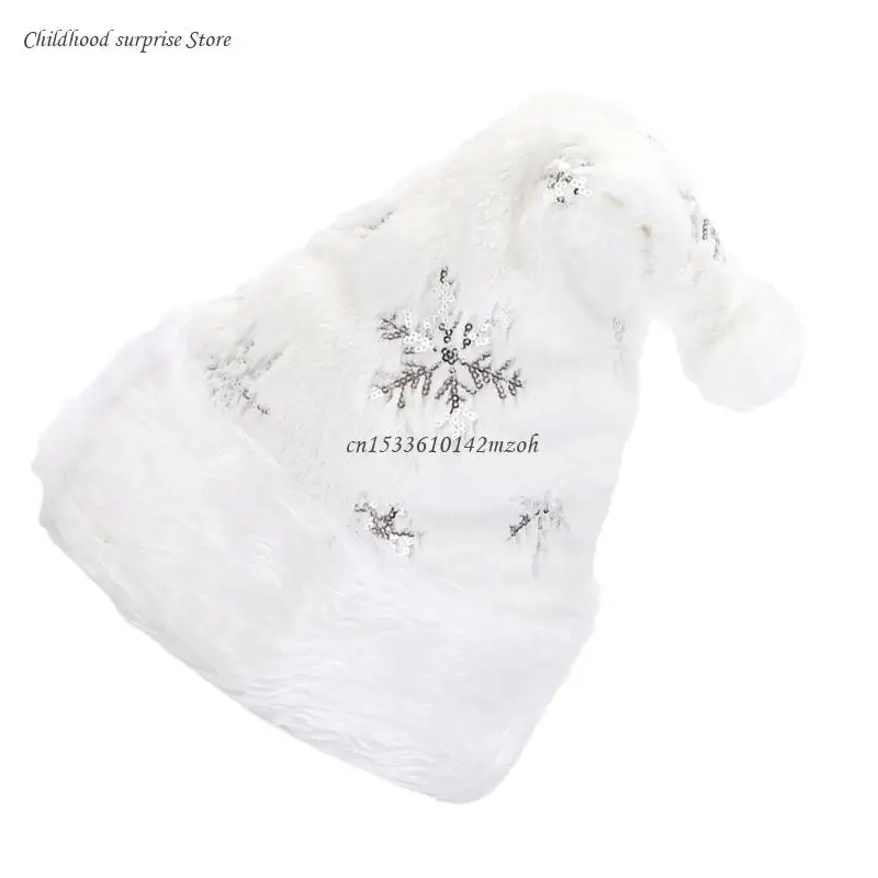 Chapeau père noël en peluche, chapeau blanc doux confortable, pour hôtel, Festival, Costumes réunion famille,