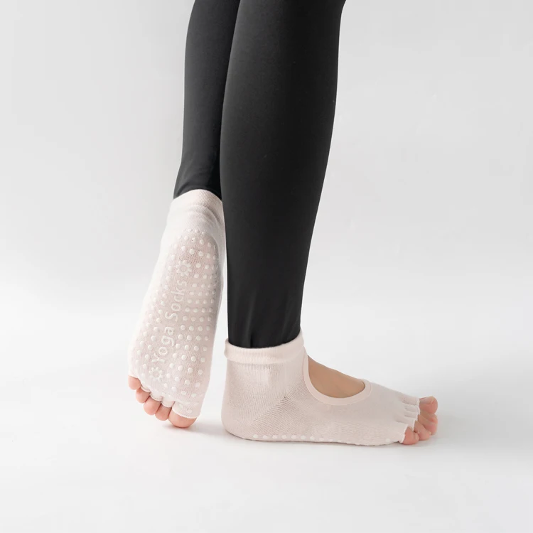 Frauen rücken freie Fünf-Zehen-Yoga-Socken rutsch feste Baumwolle Damen tanzen Balletts ocken öffnen halb atmungsaktive Fitness-Sports ocke für Pilates – Detail 25