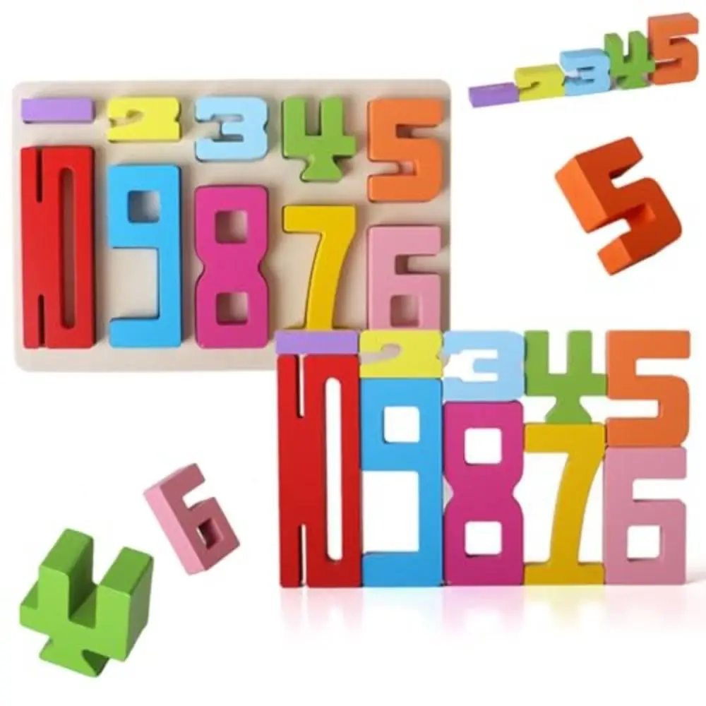 Wooden Number Building Block Colorful Children's Digital Cognitive Stacking Games Toys Montessori Enlightenment Teaching Aids