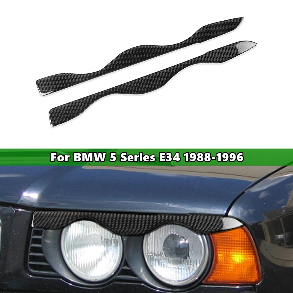 

2 Pcs Carbon Fiber Car Headlights Eyebrow Eyelids Trim Cover For BMW 5 Series E34 1988-1996 Car Stickers Eyelids Trim Cover