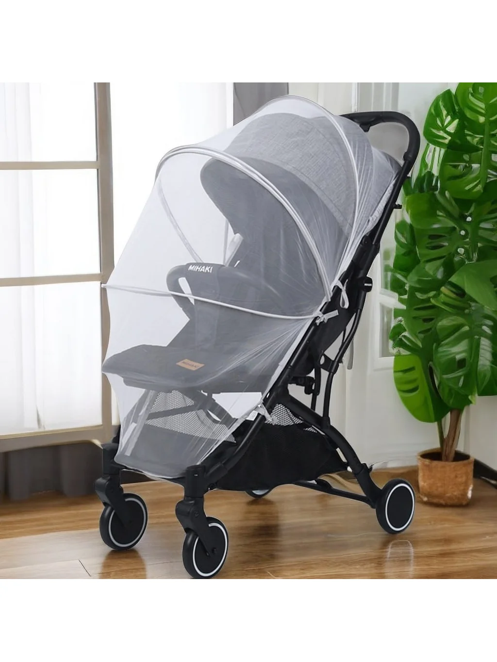 Baby stroller mosquito net, suitable for various types of baby strollers - full face pull lock baby stroller mosquito net