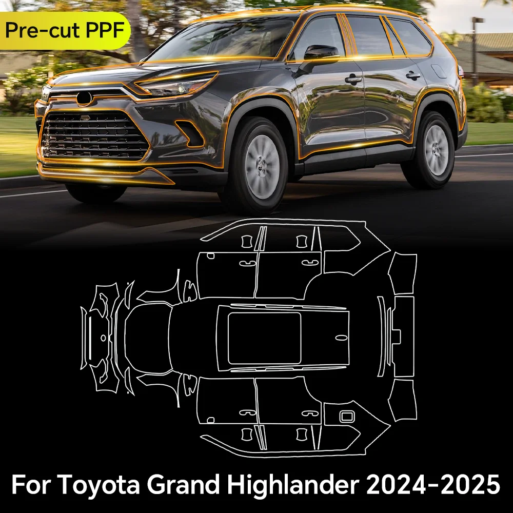 

For Toyota Grand Highlander 2024 2025 TPU Paint Protection Film Clear Bra Car Body Anti-scratch Pre-cut PPF Resistant Invisible