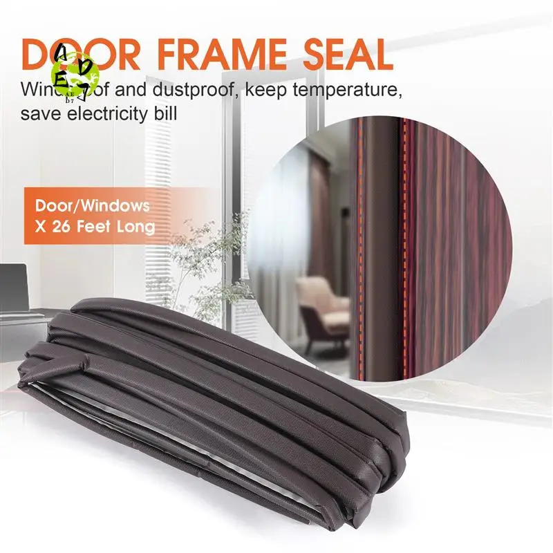 

AED7-Weather Stripping For Door/Windows X 26 Feet Long, V Shape Adhesive Weather Strip Door Frame/Windows Frame Seal, Brown
