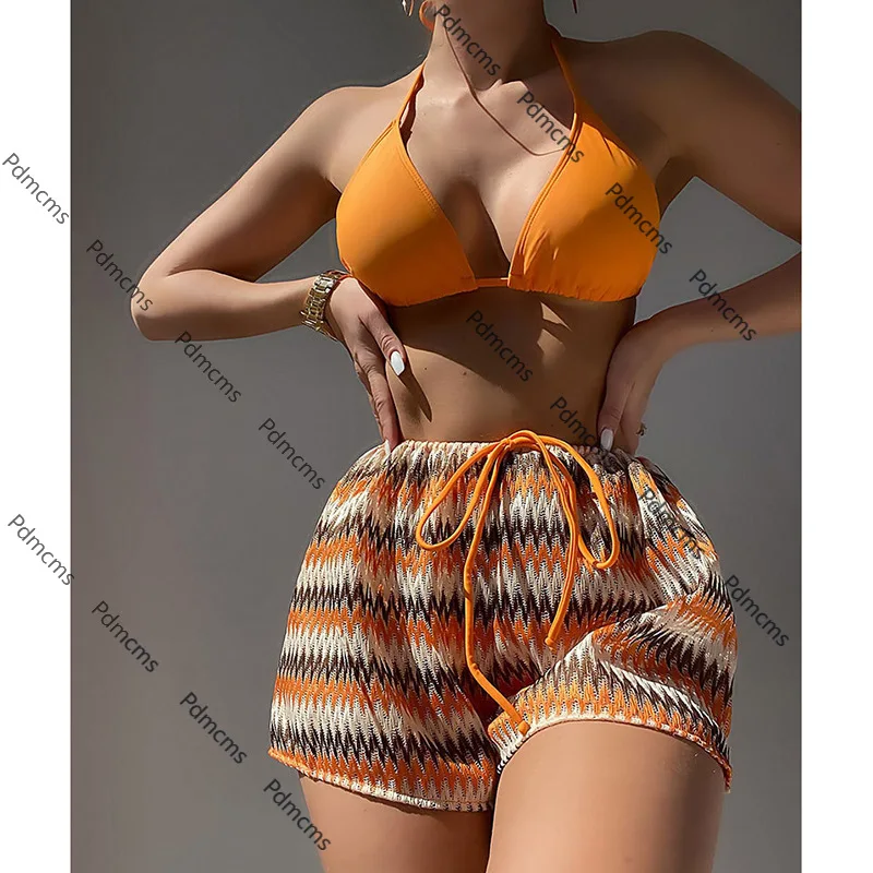 

2025 новый сексуальный европейский и американский бикини, разделенный купальник, женский купальник, бикини, купальник из трех частей