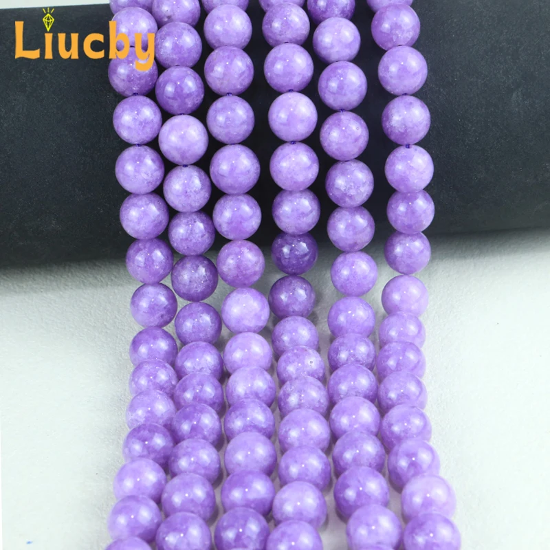 Natural Stone Light Purple Jade Handmade Beads For Jewelry Making DIY Accessories Necklace Bracelets 15' Wholesale 6/8/10/12MM