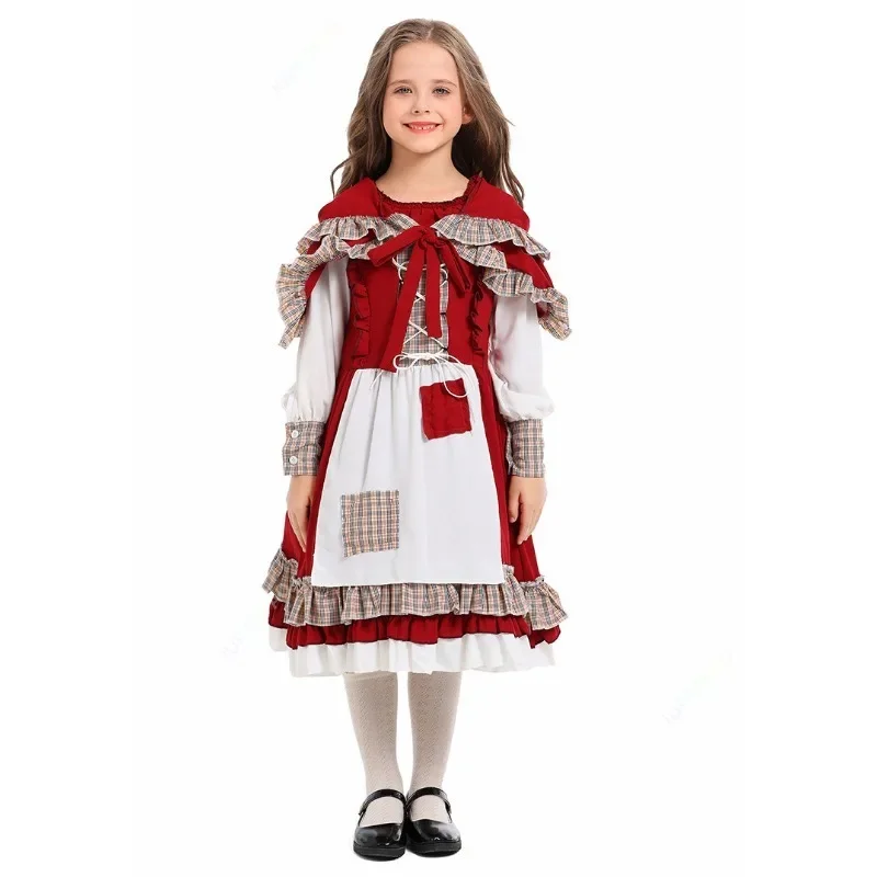 New Children's Shawl Pastoral Style French Girl Role-playing Carnival Children's Clothing Halloween Stage Performance Costumes