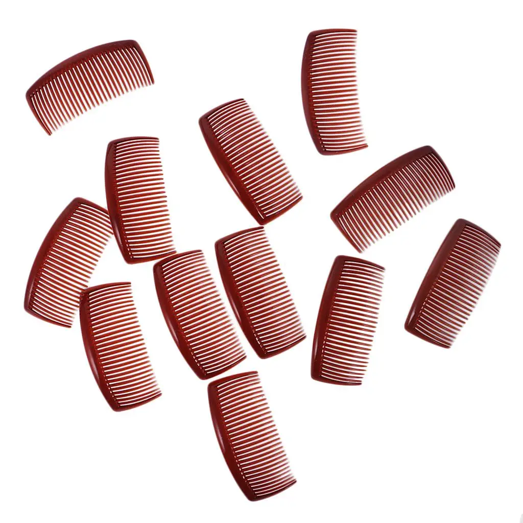 12개 갈색 검은색 머리 빗 대형 플라스틱 11x4.5cm 긴 머리 액세서리