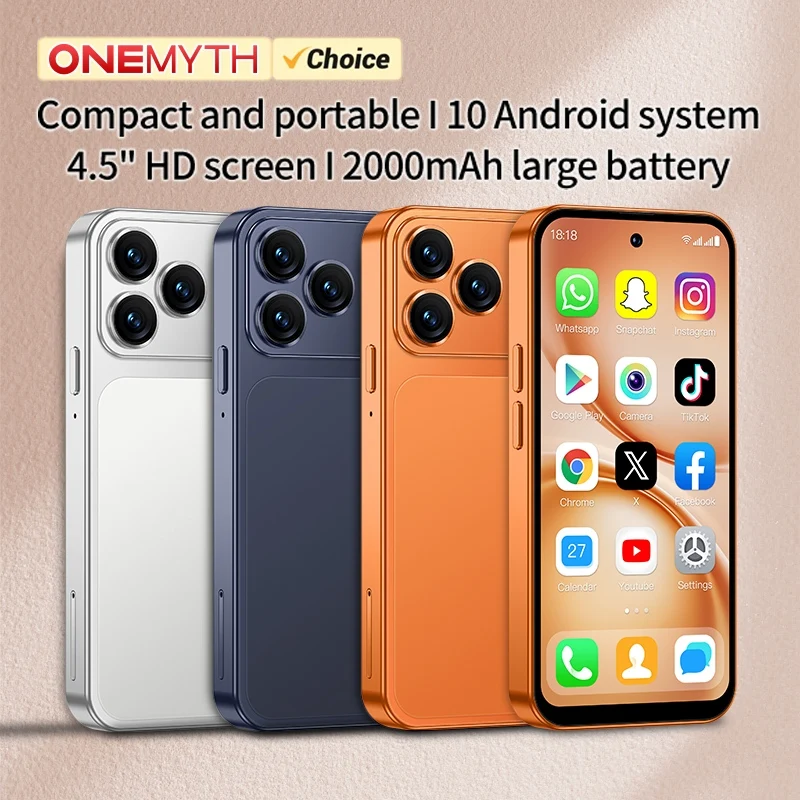 

ONEMYTH A19 Pro 4.5" Full Screen 4G LTE Mini Smartphone 2GB RAM 16GB ROM Android 10 Dual SIM 2000mAh Elderly Small Phone
