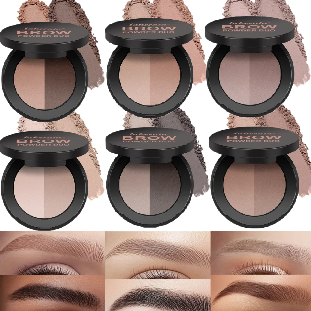 6 Kleuren Wenkbrauw Poeder Schaduw Veelzijdige Contour Natuurlijke 2-Kleur Wenkbrauw Palet Enhancer Waterdicht Blijvende Ogen Make-Up Cosmetische
