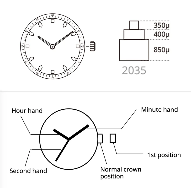 2035 Uhrwerk Miyot 2035 Quarzwerk Dreizeiger Kalenderlos Reparaturwerkzeuge Uhr Langlebige Metallgetriebe Bestes Preis-Leistungs-Verhältnis – Detail 1