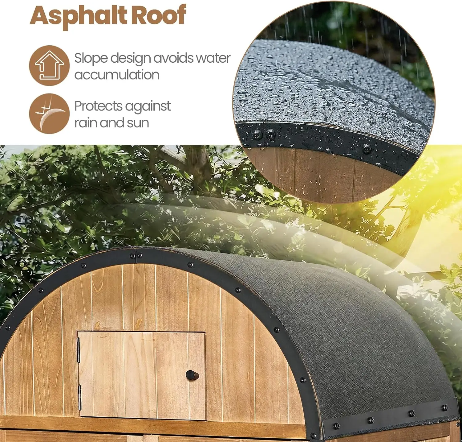 Vertical Wood Outdoor Storage Shed Metal Frame Garden Cabinet 30.3x15.7x66.9 In 5 Storage Zones Domed Waterproof Roof Lockable Doors for Patio Backyard - view 3