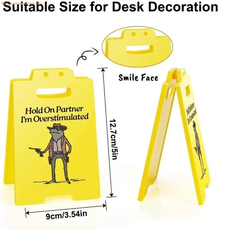 203F Funny Office Desk Warning Signs Gag Gift for Coworkers teammate Employee Hold on Partner I'm Overstimulated Desk Signs