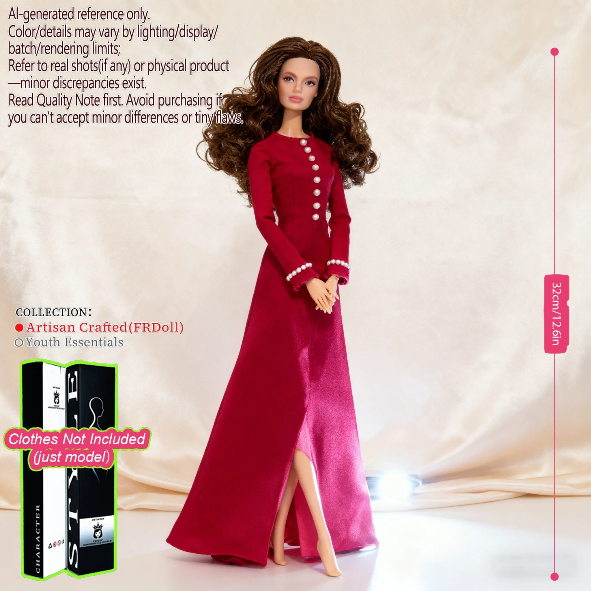 ตุ๊กตา BJD ขนาด 12.6 นิ้ว แบบเหมือนจริงสำหรับนักสะสม - ตุ๊กตาแบบข้อต่อทรงนางแบบแฟชั่น พร้อมข้อต่อ 12 จุดสำหรับงาน DIY (ไม่มีเสื้อผ้า)