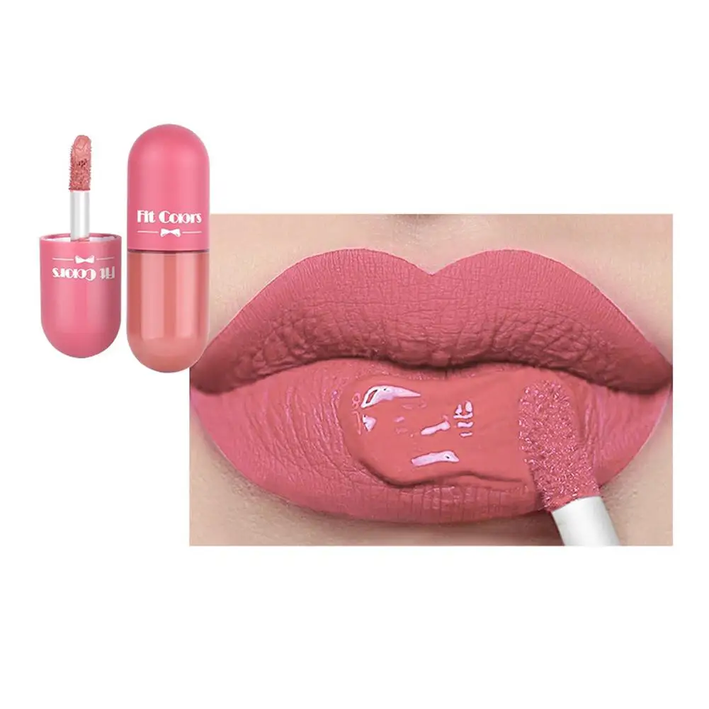 Lápiz labial de cápsula mate de terciopelo para mujer, tinte de labios Sexy, resistente al agua, no tocar, taza de labios, maquillaje DIY, 6 colores, novedad, R8H6