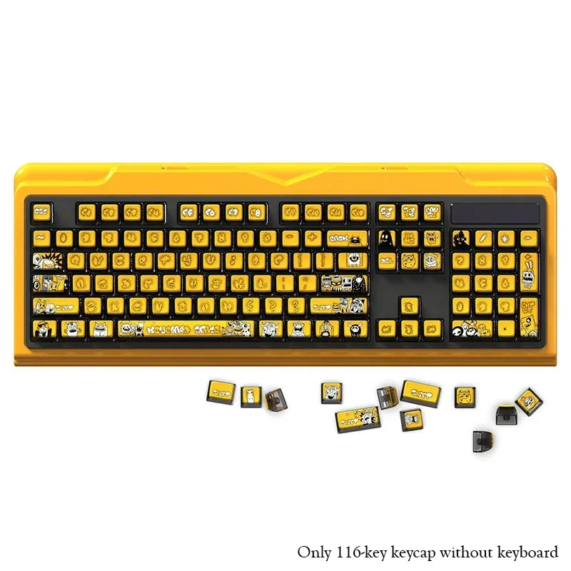 

116key ASA Profile Pbt Keycap Heat Press Sublimation Translucent Gaming Cross Axis Yellow KeyCaps For Mechanical Keyboard