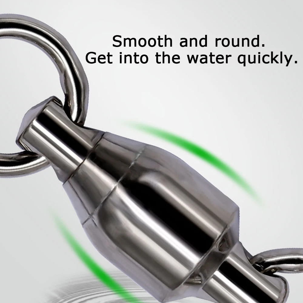 DNDYUJU 20pcs Fishing Swivel Heavy Duty Ball Bearing Connector Rolling Stainless Steel Solid Ring Connector Fishing Accessories