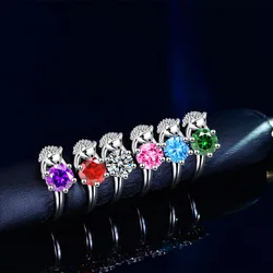 Fashion Hedgehog Multicolor Zircon Adjustable Sterling Cool Ring Fashion Women's Cocktail Party Jewelry Gifts