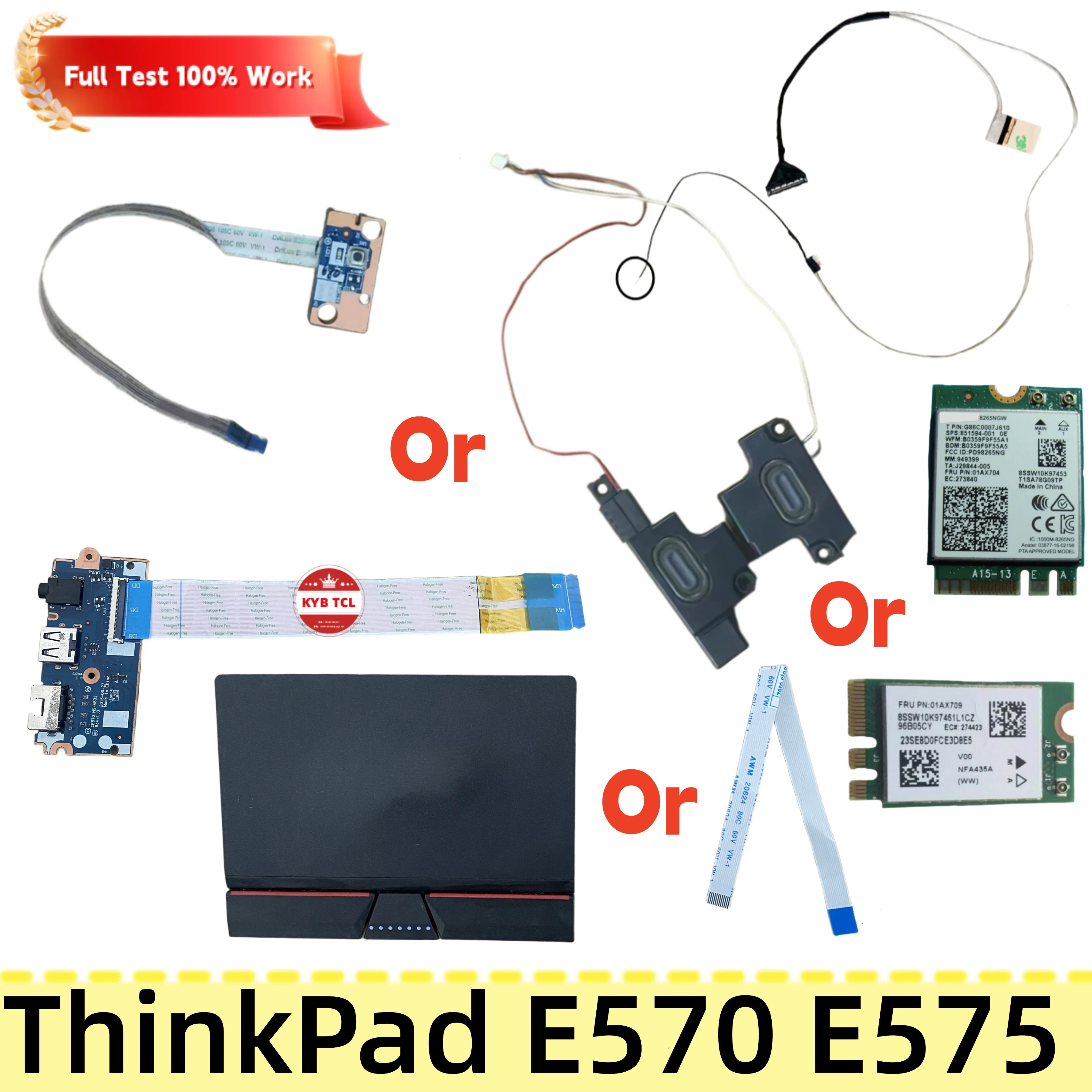 Cable para panel táctil, altavoces, cable de vídeo LCD, USB, Audio, placa LAN, botón de encendido, tarjeta WiFi inalámbrica para Lenovo ThinkPad E570 E575 NS-A833 01HW735 PK23000NWV0 NS-A831 NFA435A 01AX709 8265NGW