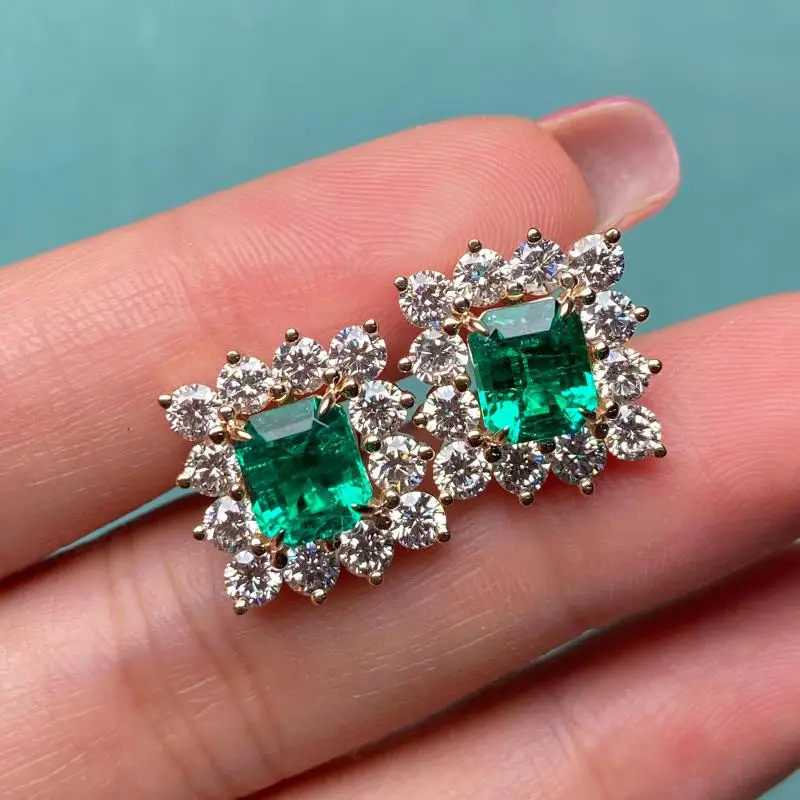 RUIF 2025 New Classic Style14K Emerald Shape 5x6mm And Side Stone Lab Diamond Girlfriend Gift