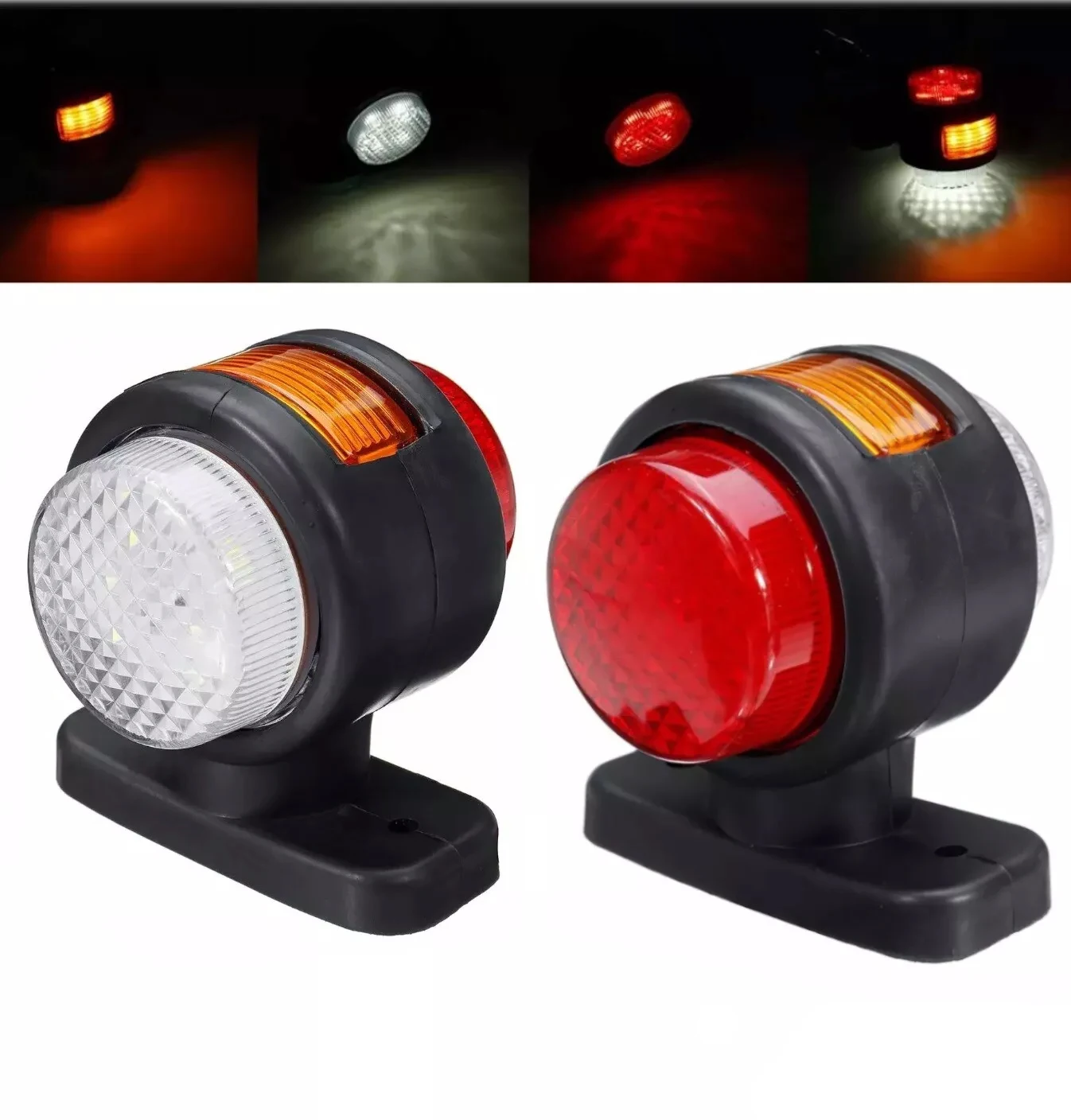 2Pcs Led Side Marker Lights Indicator Rubber Lamp Trailer Truck 12V Outline Automobiles and Spare Parts Side Marker LED Lights